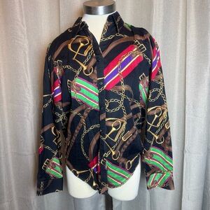 VTG 90s Lauren Ralph Lauren Horse Bit Equestrian Button Down 100% Cotton